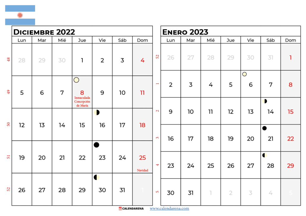 calendario diciembre 2022 enero 2023
