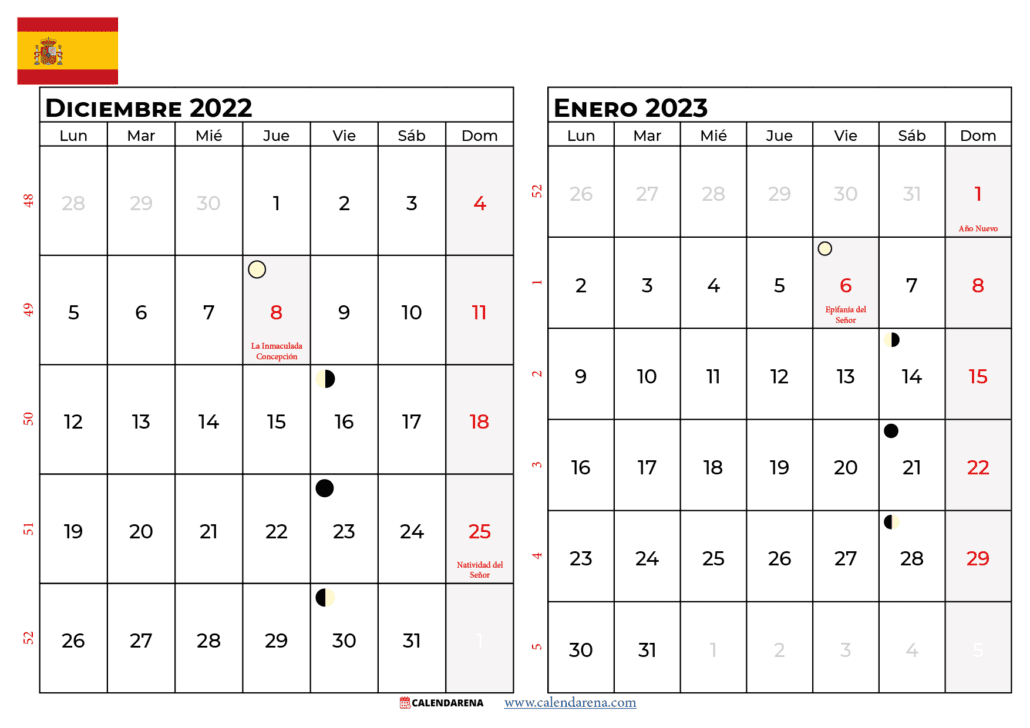 calendario diciembre 2022 enero 2023