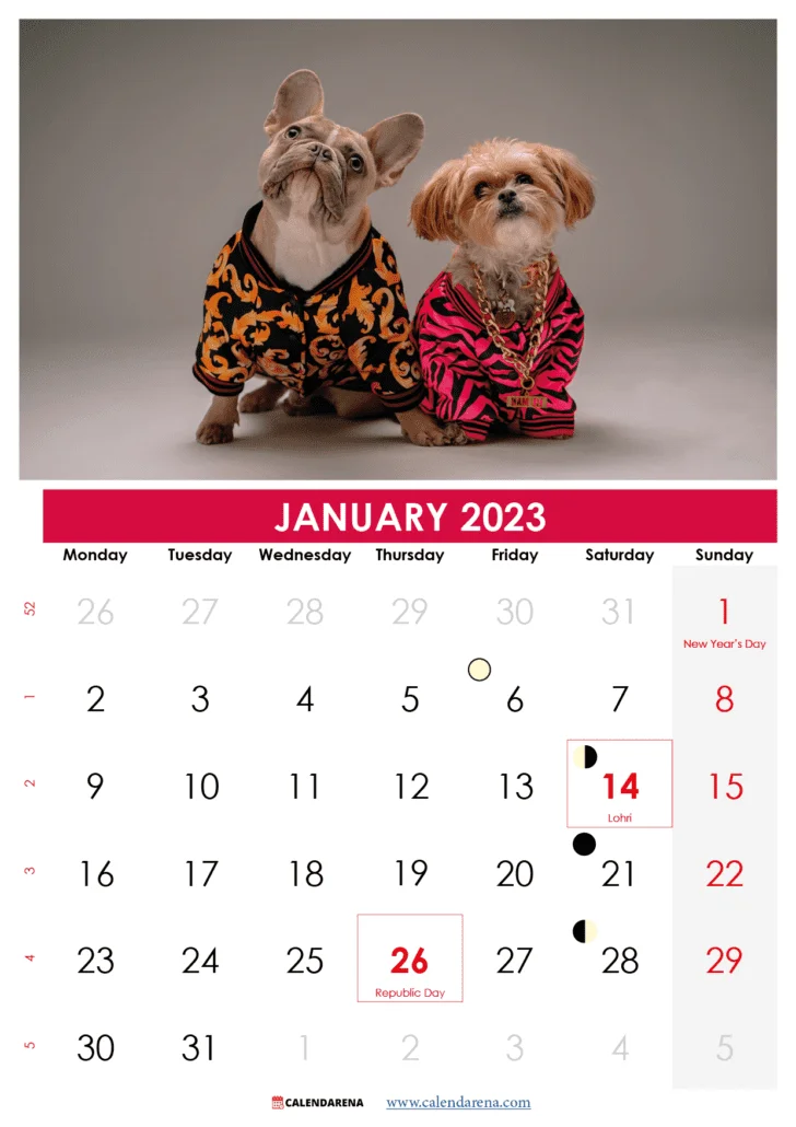 indian calendar 2023 january