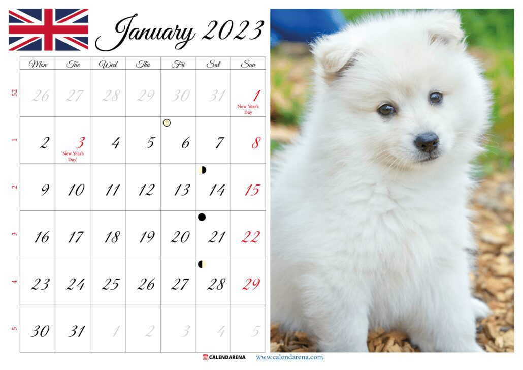 january 2023 calendar printable free UK