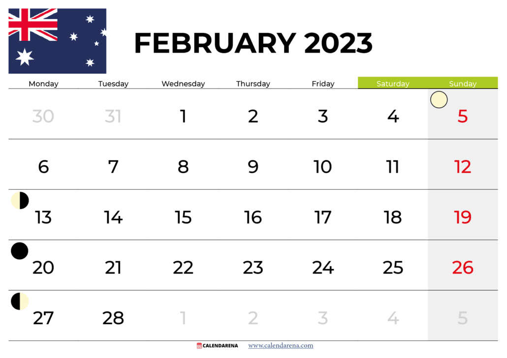 February 2023 calendar australia