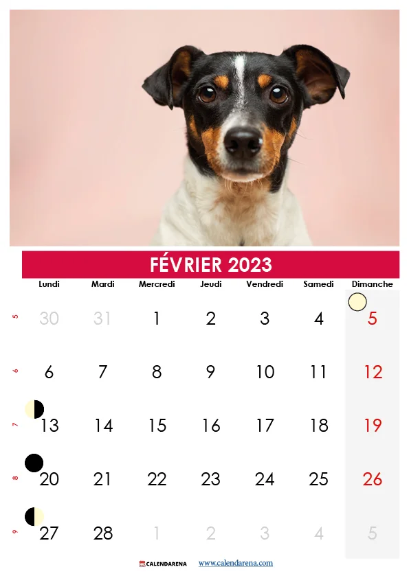 calendrier fevrier 2023 gratuit canada