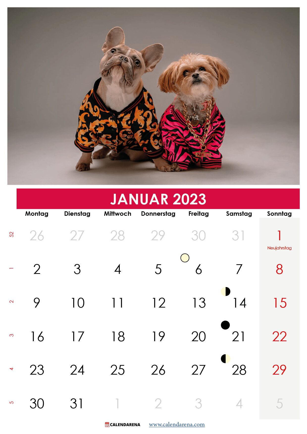januar 2023 kalender zum ausdrucken Deutschland