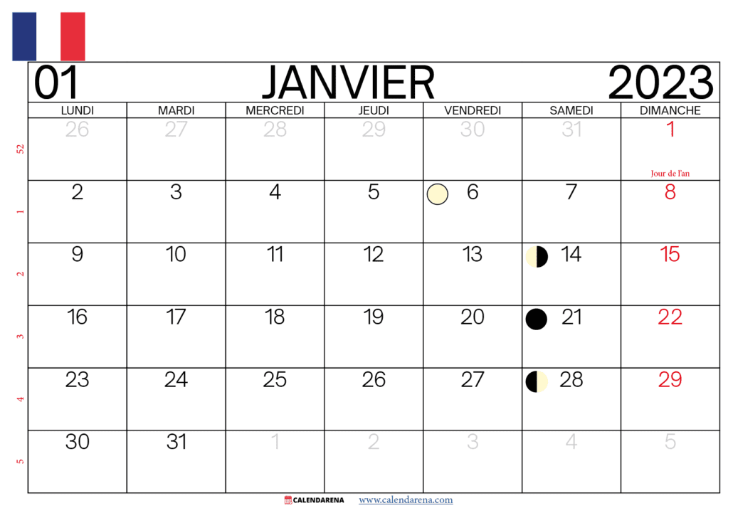 janvier 2023 calendrier france