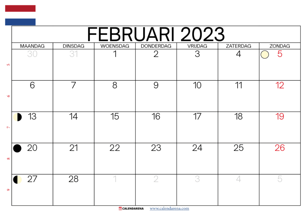 kalender 2023 februari nederland