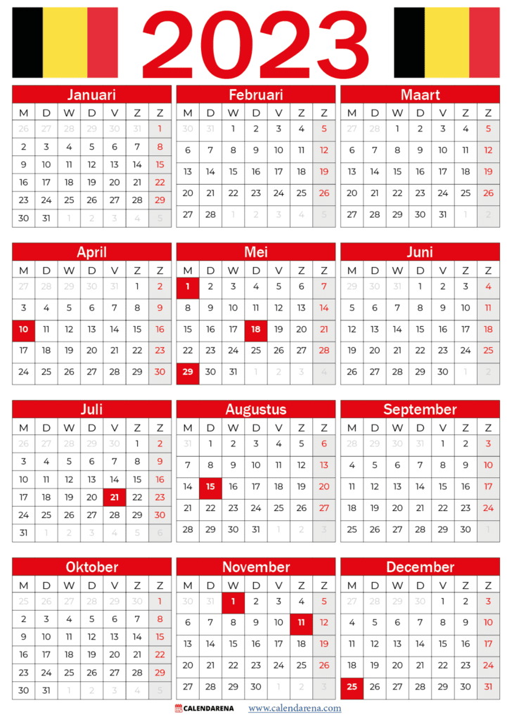 kalender 2023 met weken belgië