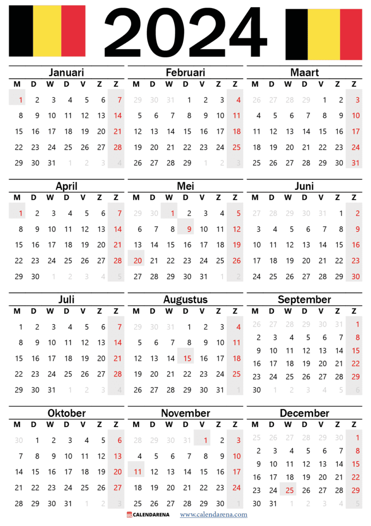 kalender 2024 weken belgië