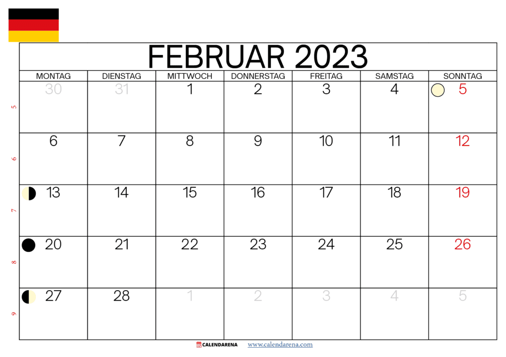 kalender februar 2023 Deutschland