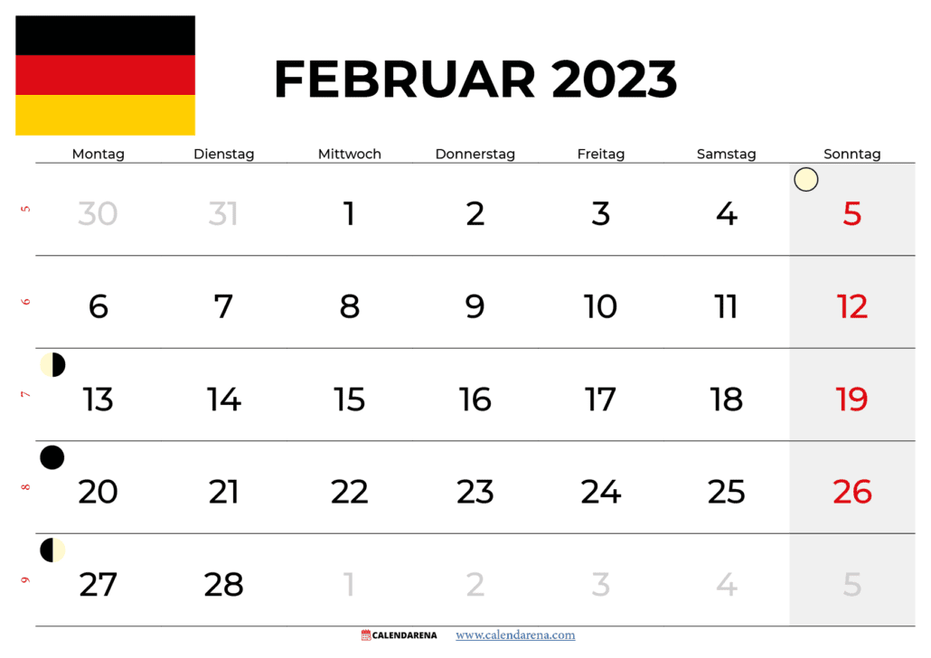 kalender februar 2023 zum ausdrucken Deutschland