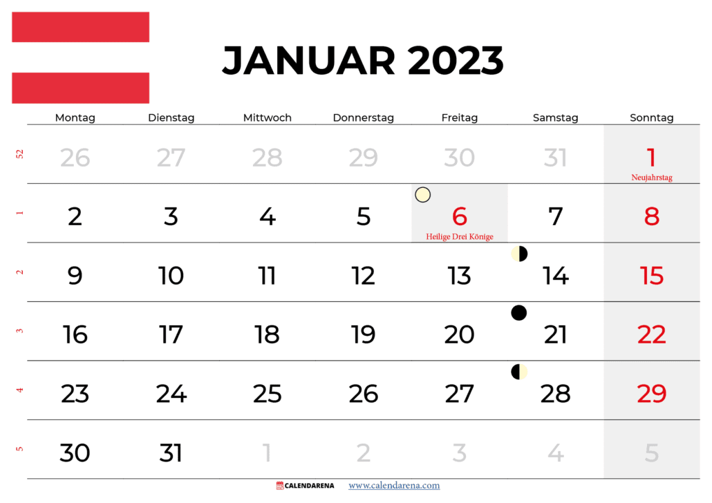 kalender januar 2023 österreich