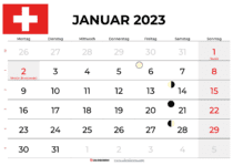 kalender januar 2023 zum ausdrucken Schweiz