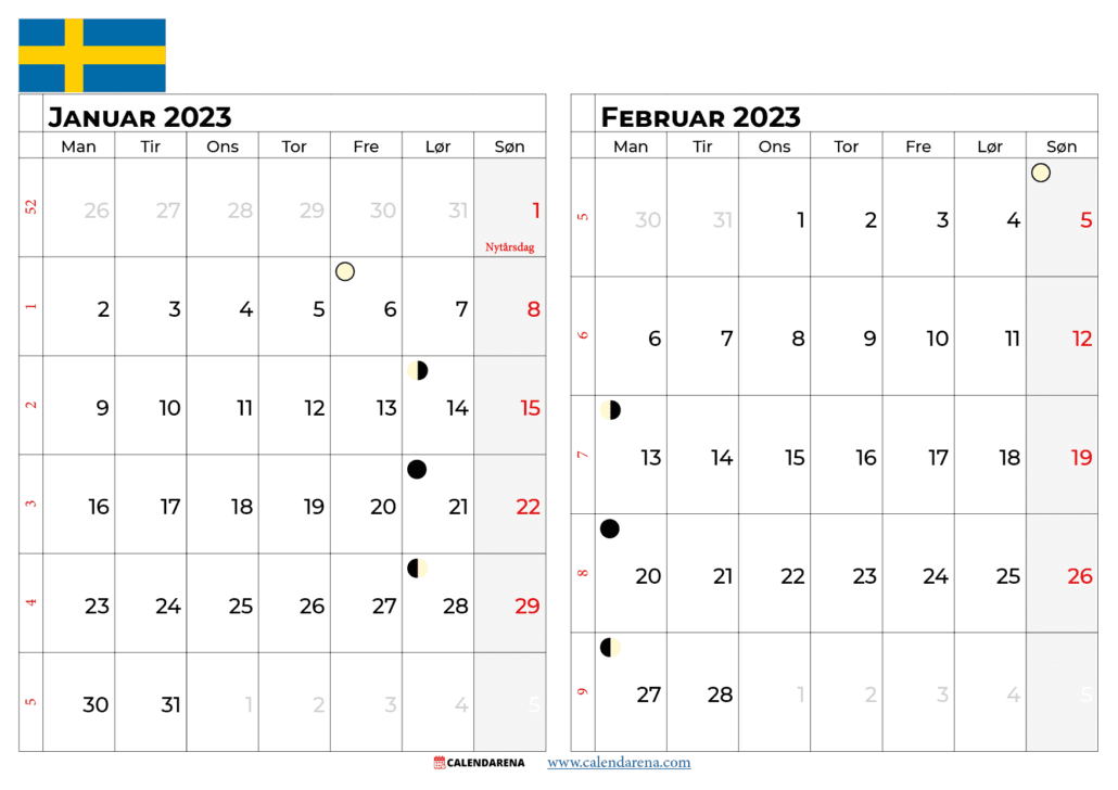 kalender januari februari 2023