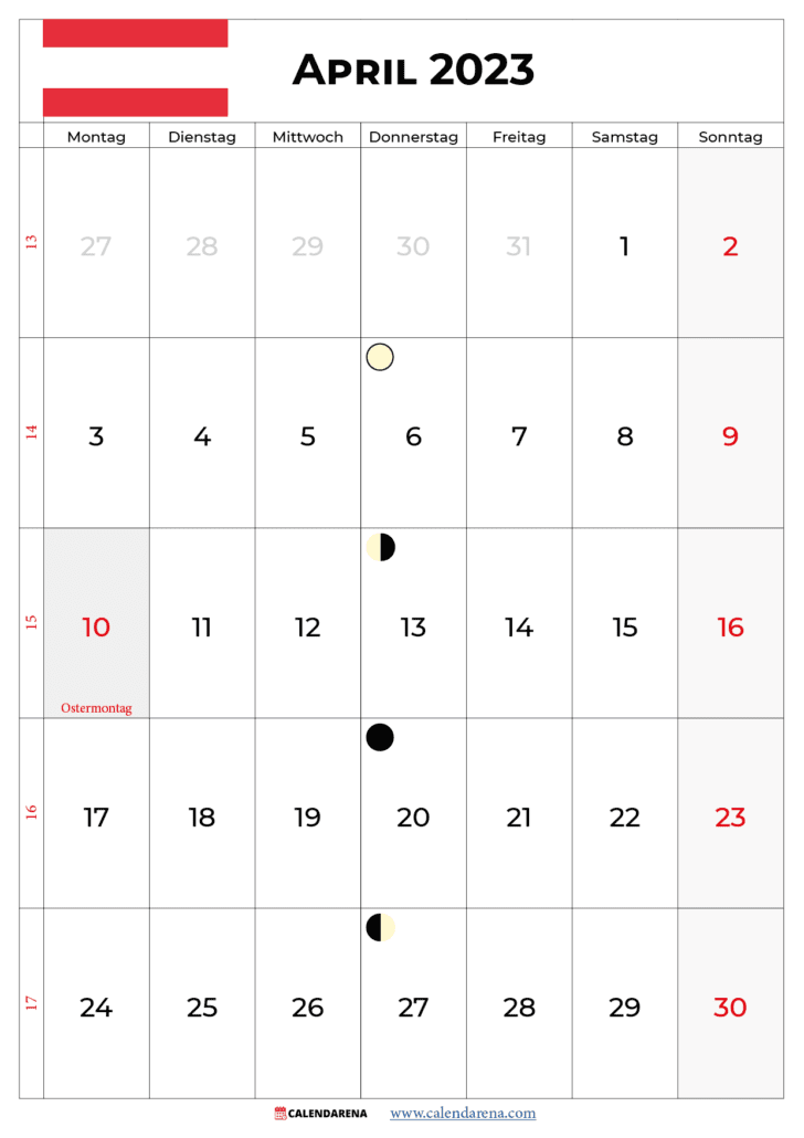 April 2023 Kalender österreich