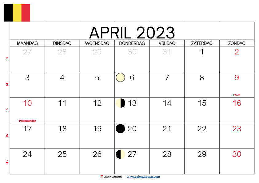 april 2023 kalender belgië