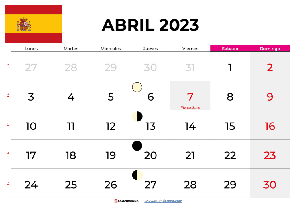 calendario abril 2023 España