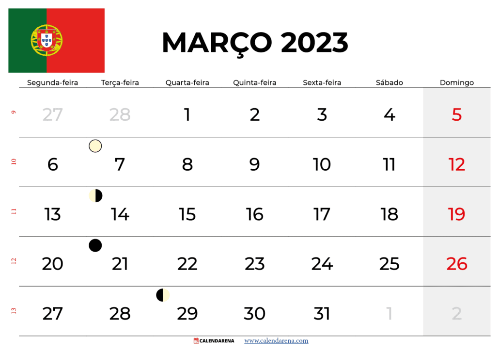 calendario março 2023 feriados portugal