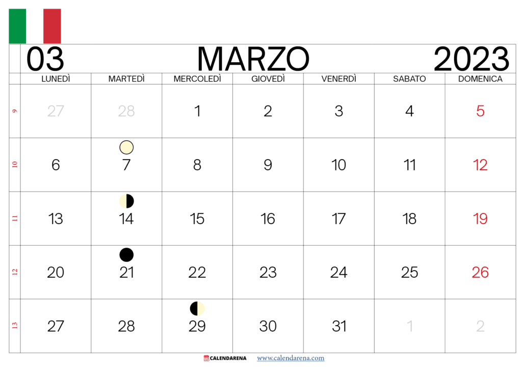 calendario marzo 2023 con santi