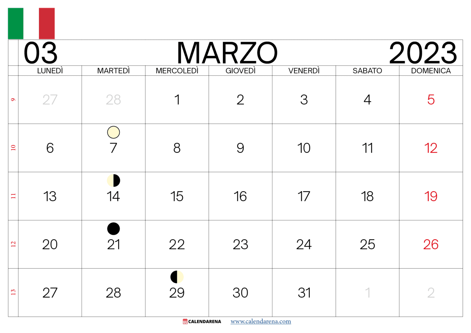 Calendario Marzo 2023 Da Stampare