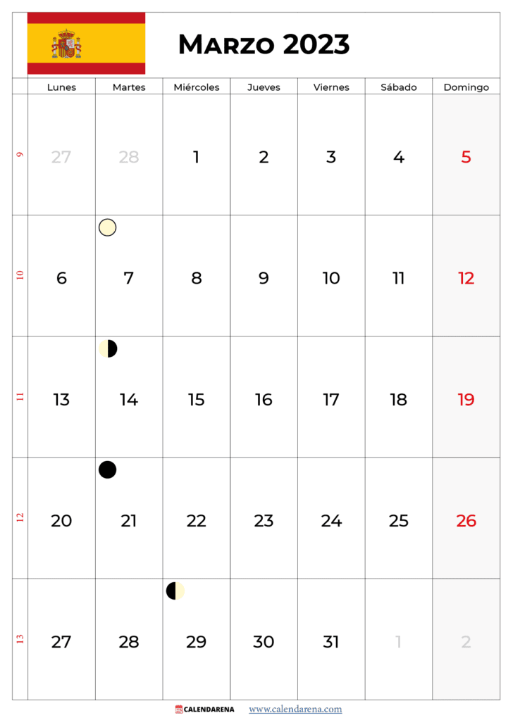 calendario marzo 2023 descargar españa