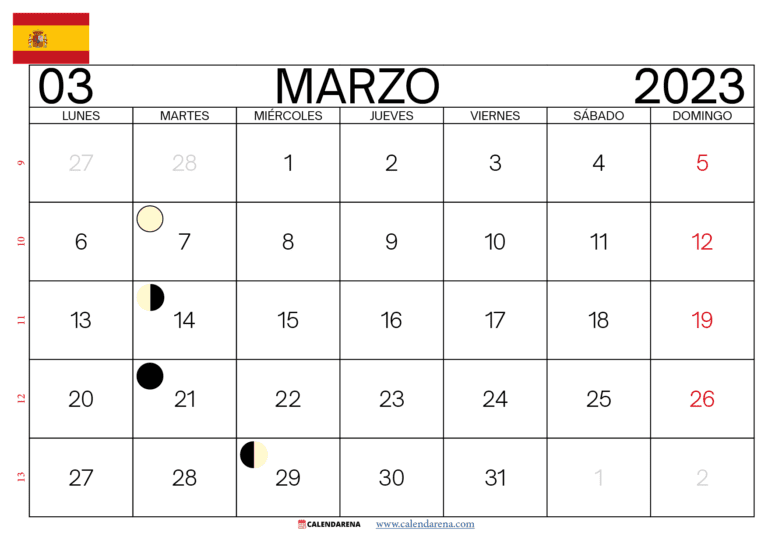 Descargar Calendario Marzo 2023 España Para Imprimir