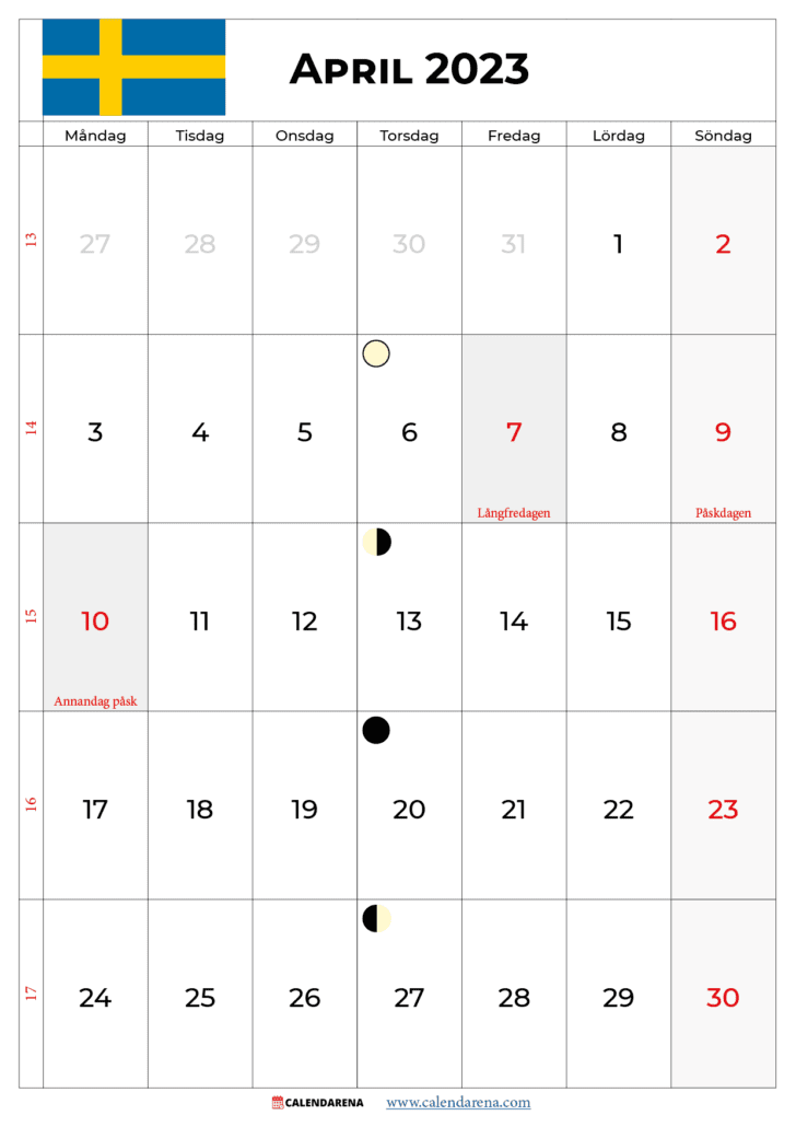 kalender 2023 april Sverige