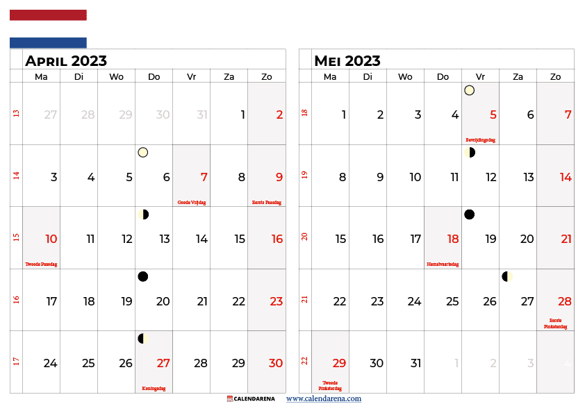 kalender maand april 2023 nederland