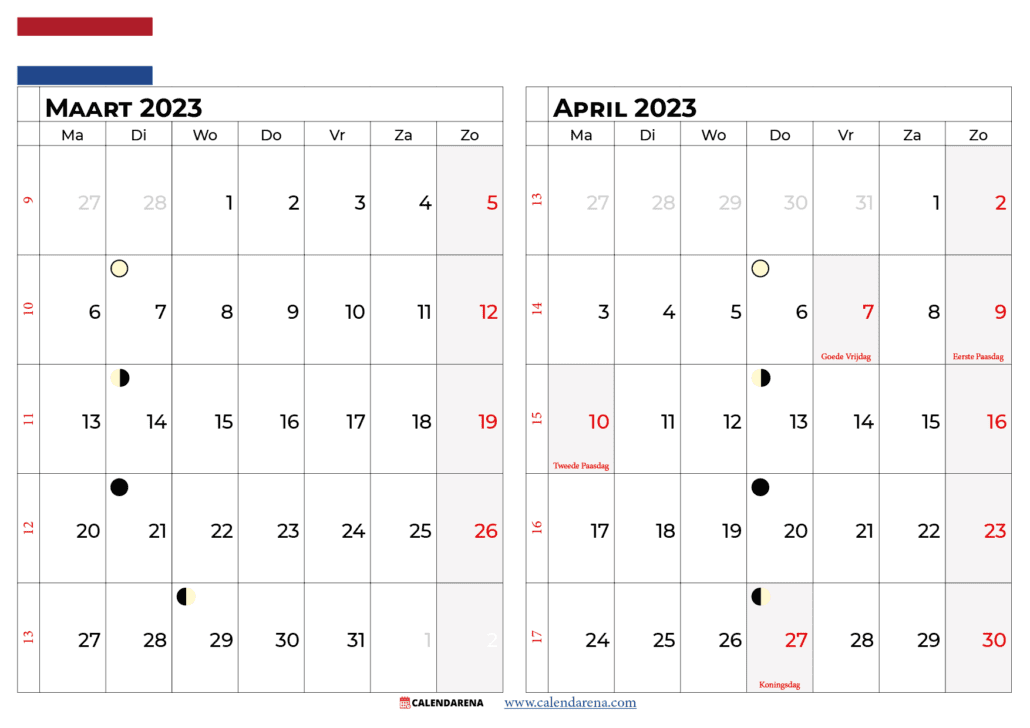 kalender maart april 2023 nederland