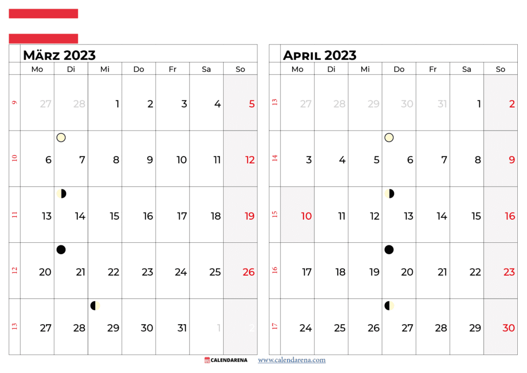 kalender märz april 2023 österreich
