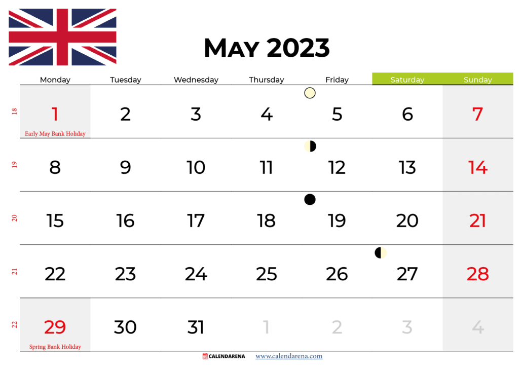 may 2023 calendar UK