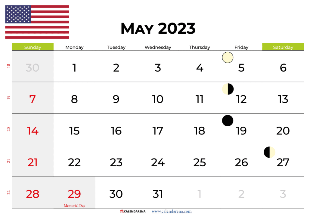 may 2023 calendar USA