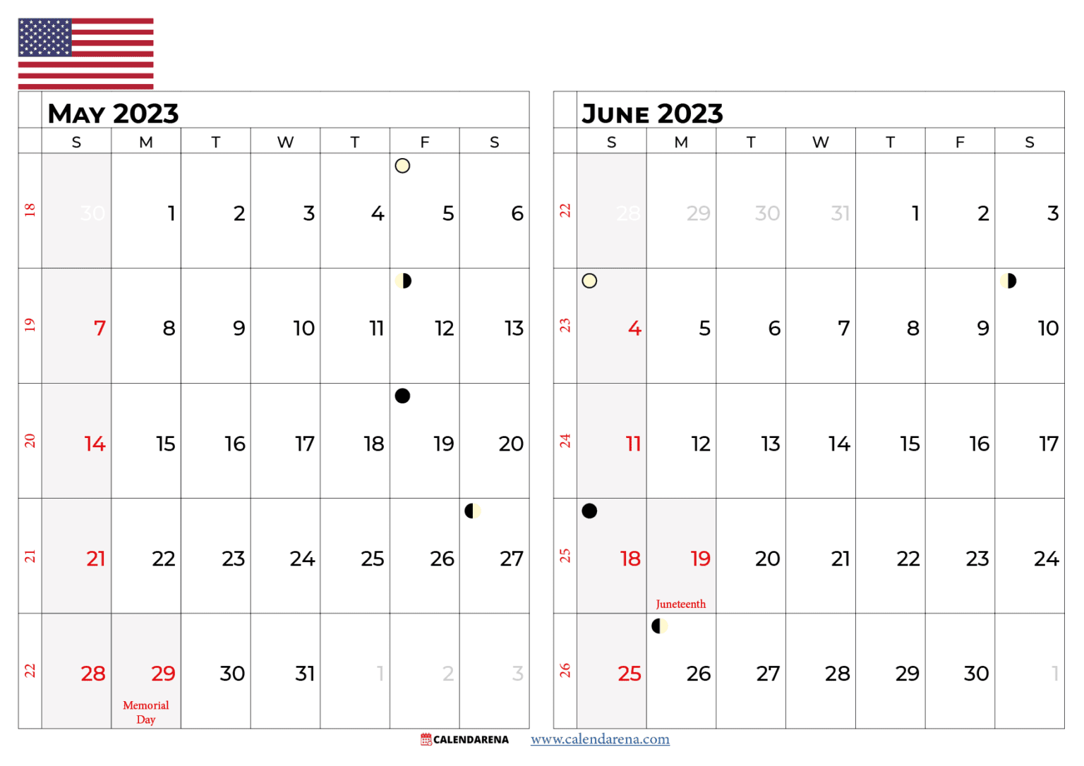 Download Free June 2023 Calendar Printable USA