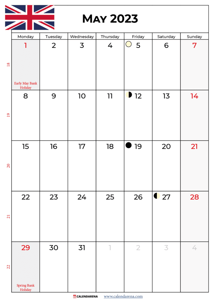 may calendar 2023 UK