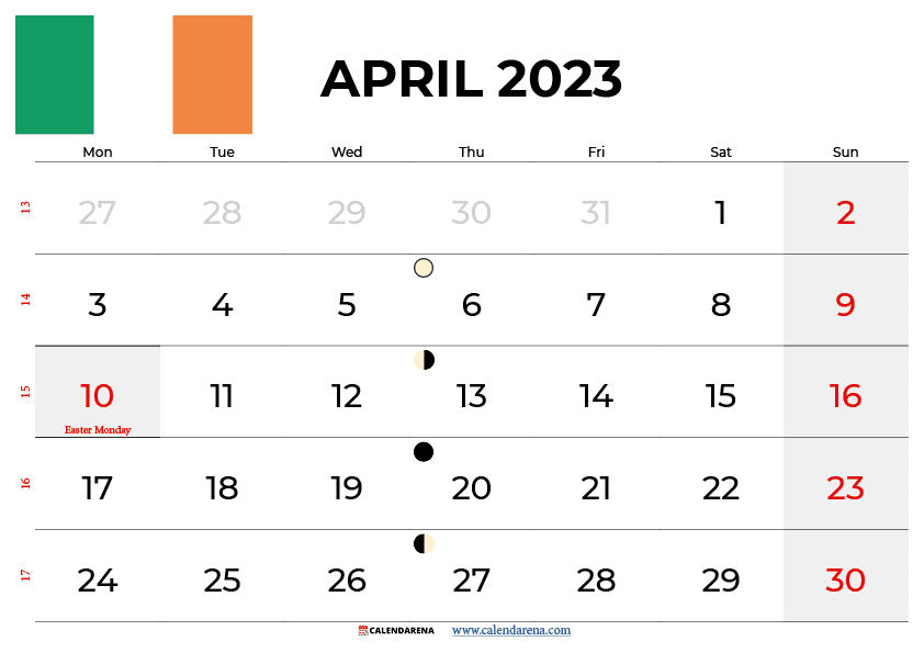april 2023 calendar ireland