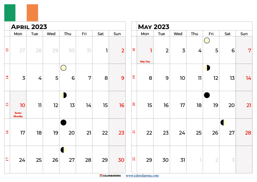april may 2023 calendar ireland