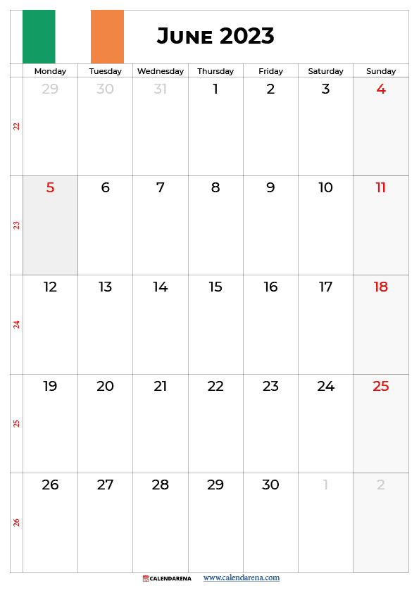 calendar june 2023 ireland