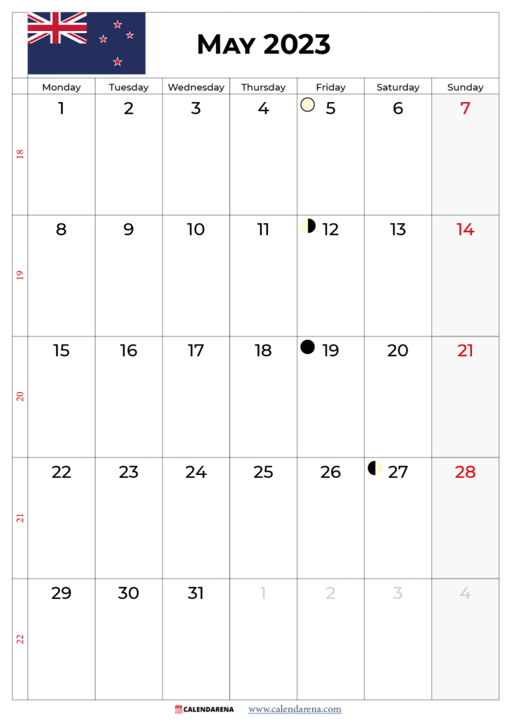calendar may 2023 NZ
