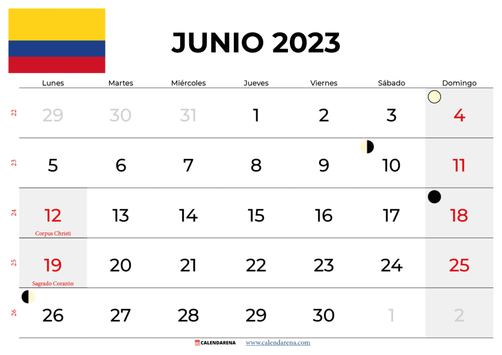 calendario junio 2023 colombia