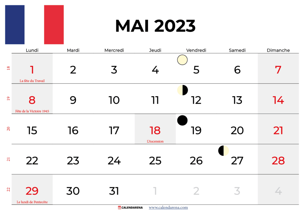 calendrier mai 2023 france