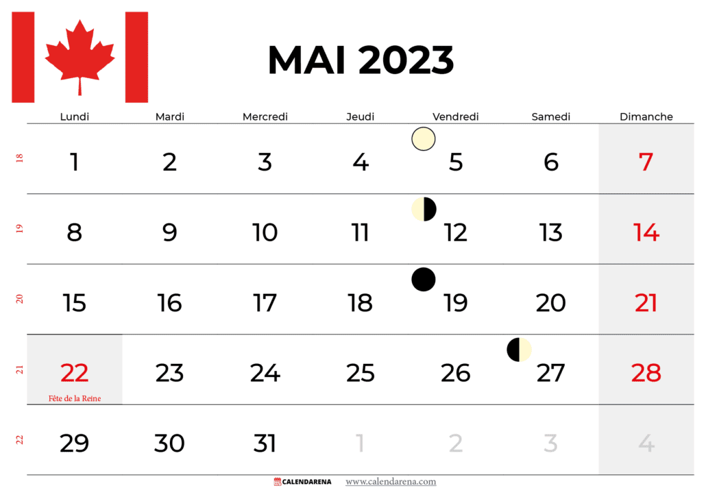 calendrier mai 2023 québec