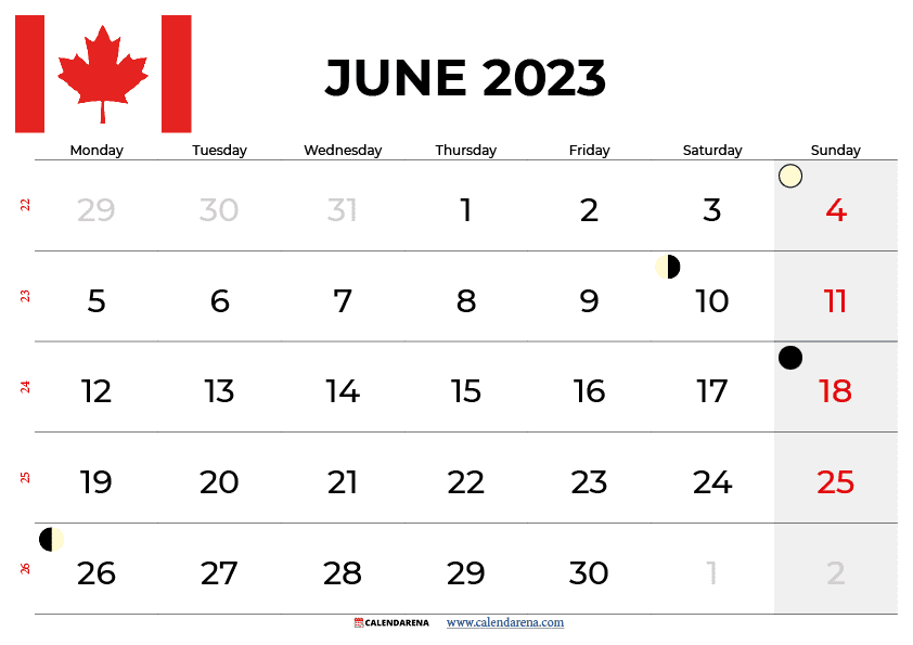 june 2023 calendar canada