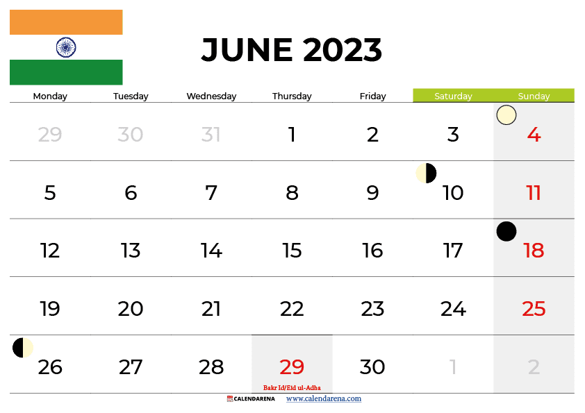june 2023 calendar india