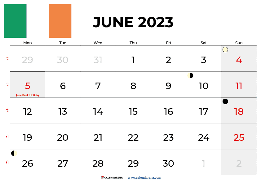june 2023 calendar ireland