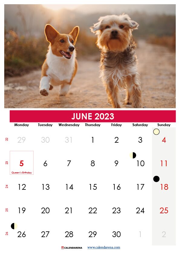 june 2023 calendar printable NZ