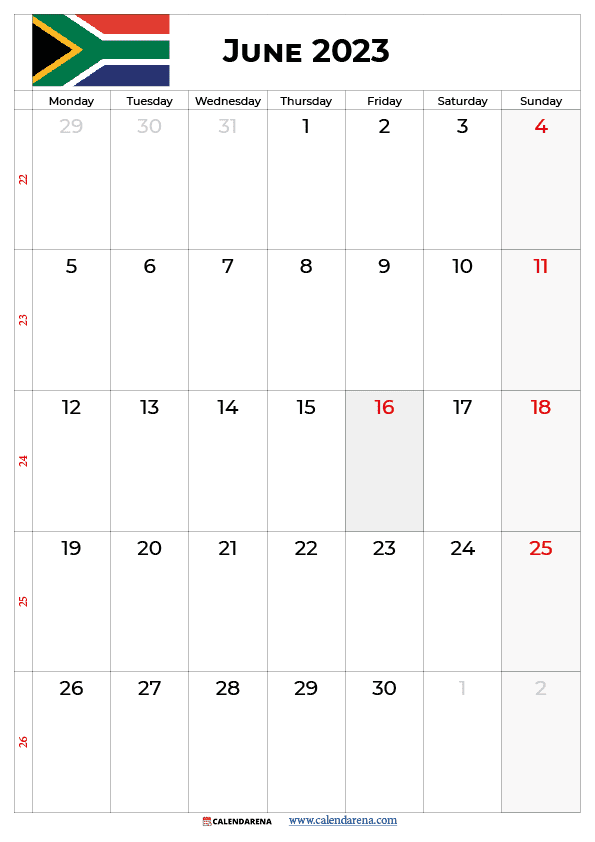 june 2023 calendar with holidays south africa