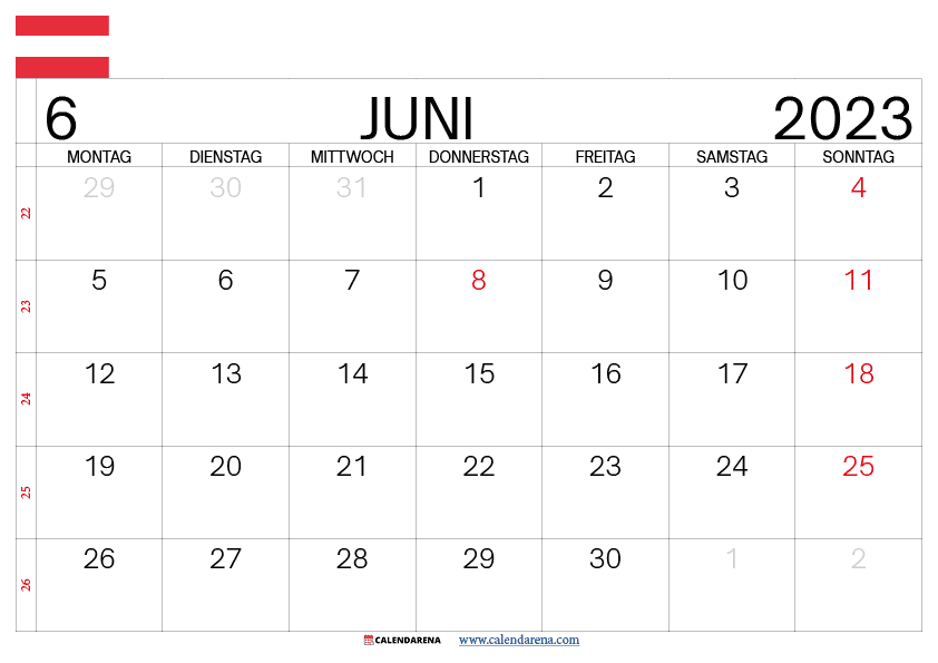 juni 2023 kalender österreich