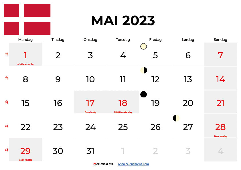 kalender MAJ 2023 Danmark