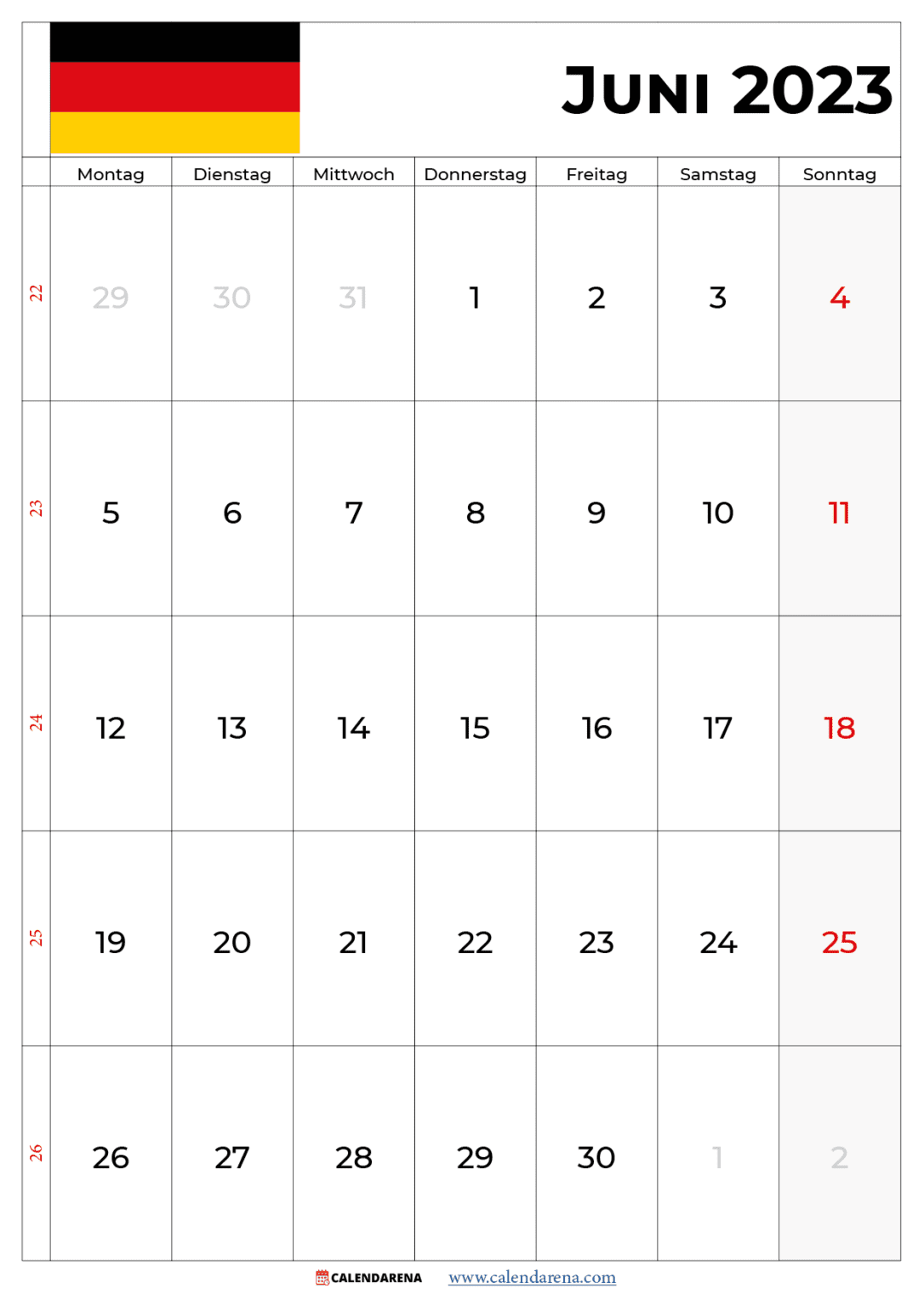 Kalender Fur Juni 2023