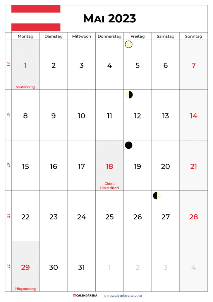 kalender mai 2023 zum ausdrucken österreich