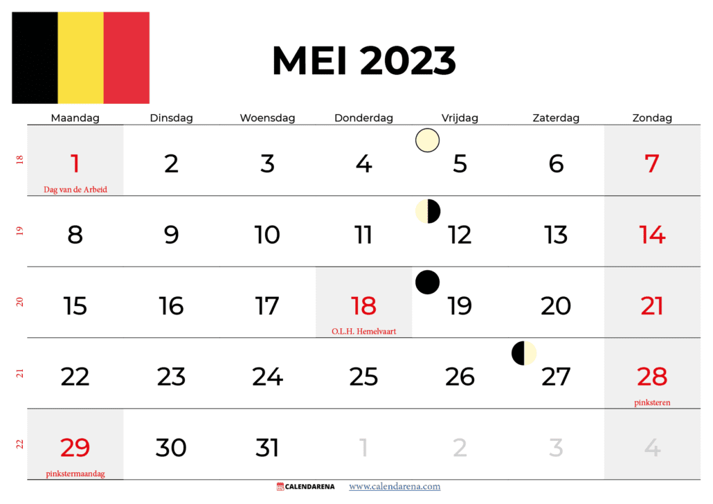 kalender mei 2023 belgië