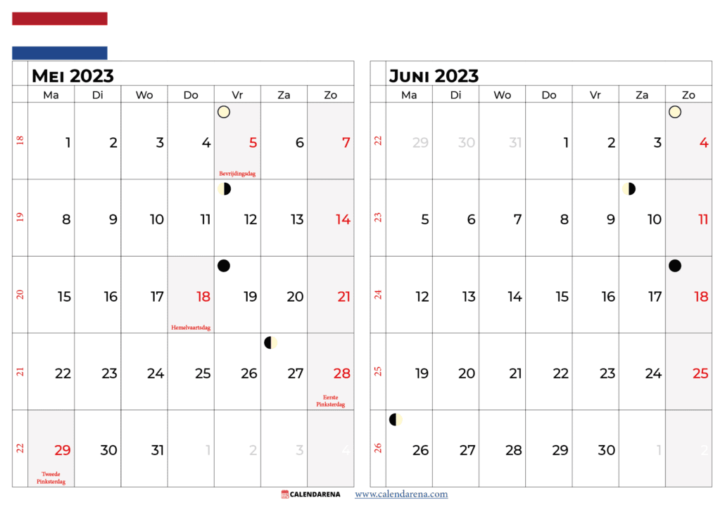 kalender mei juni 2023 nederland